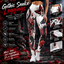 Leggings Cobra Gótico & Rosas Vermelhas – Fantasia