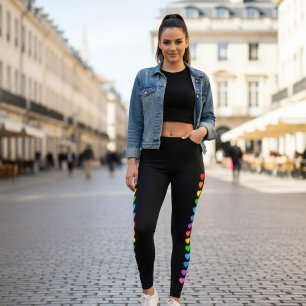 Leggings Coloridas com Coração e Arco-íris Impress