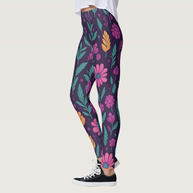 Leggings Coloridas com Padrão Floral – Botânica Vi (Esquerda)