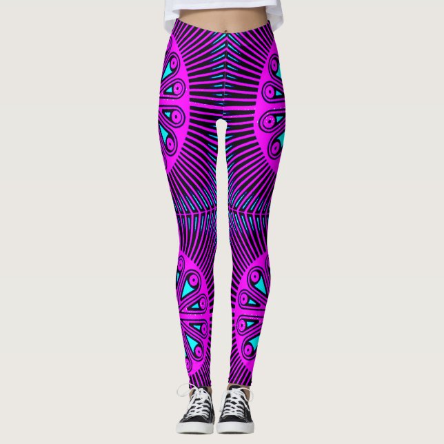 Leggings Coloridas de Design 3D Digital – Ajuste P (Frente)