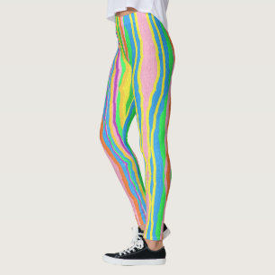 leggings coloridas de doce listradas com formato a