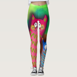 Leggings Coloridas De Gato Colorido