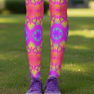 Leggings Coloridas do Festival Retro
