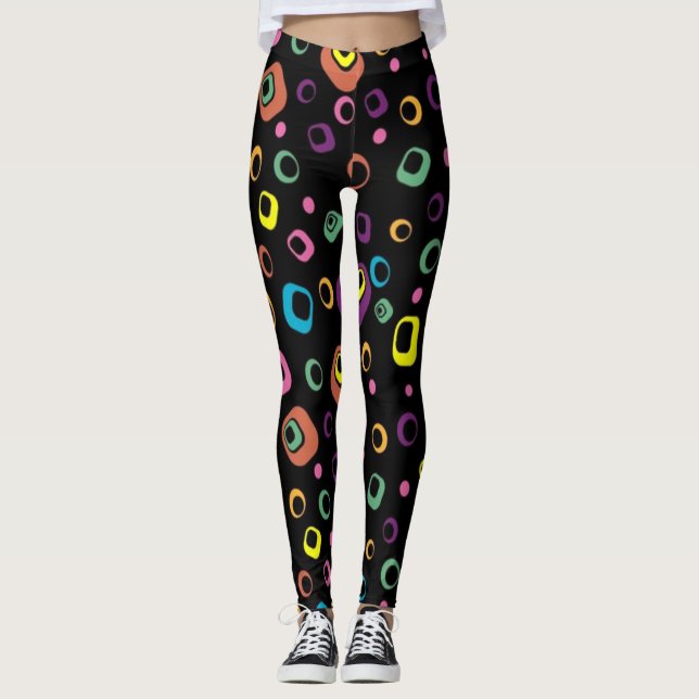 Leggings Coloridas Negras Modernas (Frente)
