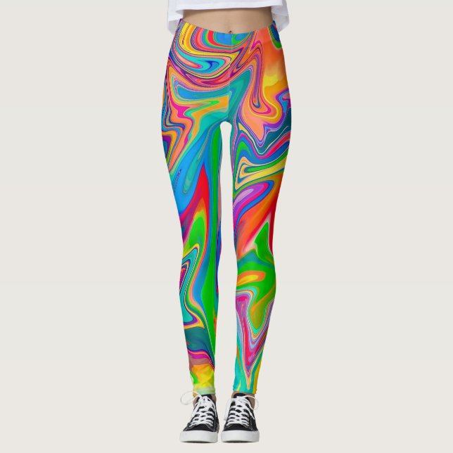 Leggings Colorido Redemoinho da Feira de Diversões (Frente)
