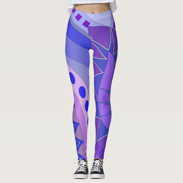 Leggings com arte casual azul (Frente)