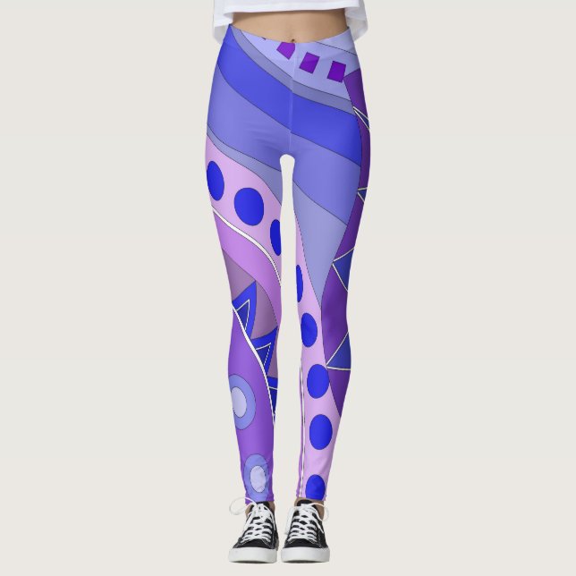 Leggings com arte casual azul (Frente)