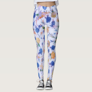 Leggings com Arte de Flores Estilo Vintage Floral 