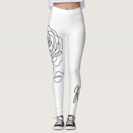 Leggings com Arte de Linha Minimalista Rosa