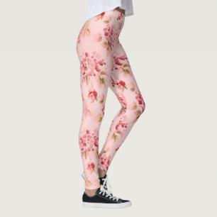 Leggings com Arte em Aquarela de Flores Pink Posie