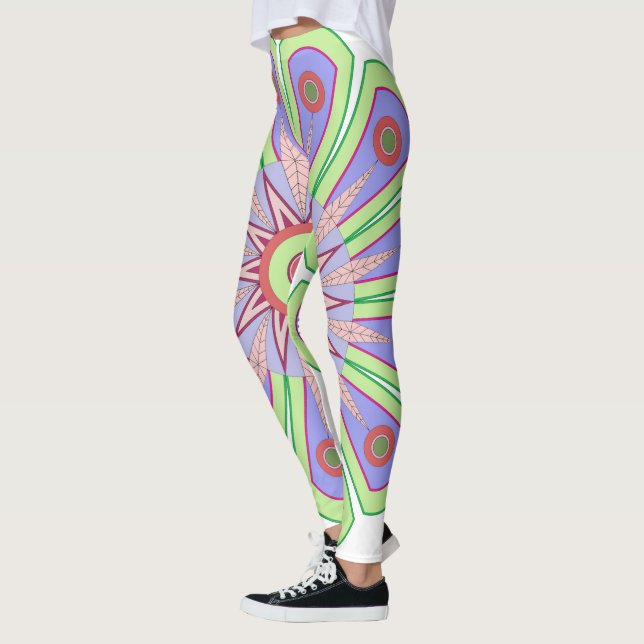 Leggings com arte verde e rosa (Esquerda)