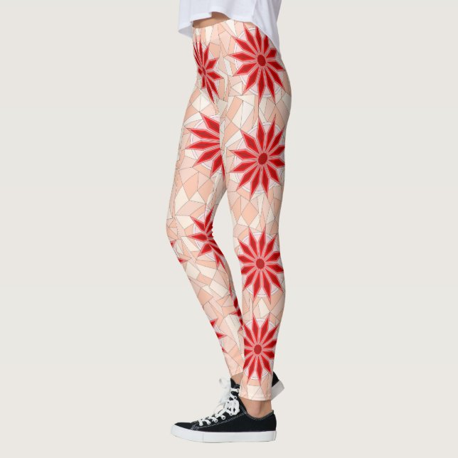 Leggings com arte vermelha quente (Esquerda)