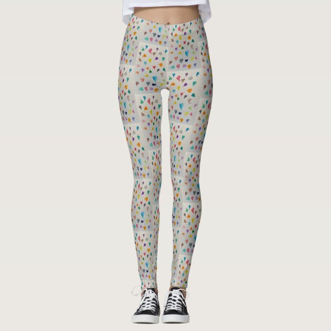 Leggings com Azulejo de Corações Pequenos  (Frente)
