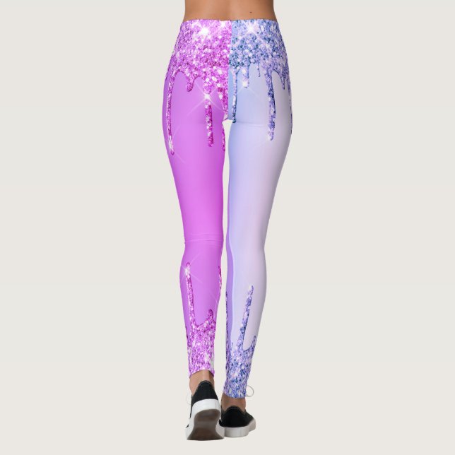 Leggings com Brilhos Roxos e Pingos Reluzentes (Verso)