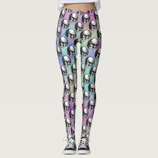 Leggings com caveiras arco-íris