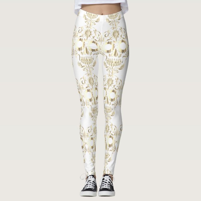 leggings com caveiras bonito na moda (Frente)