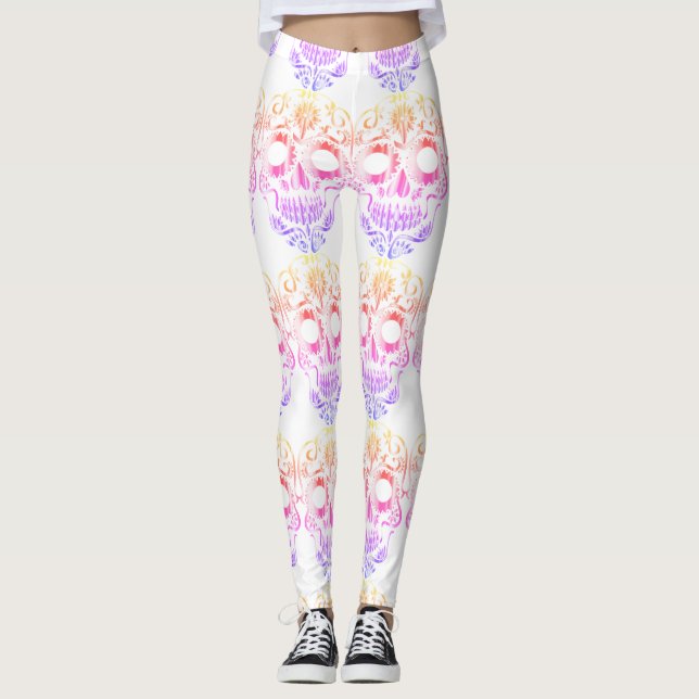 leggings com caveiras bonito na moda (Frente)