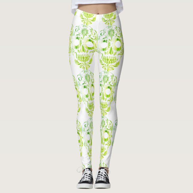 leggings com caveiras bonito na moda (Frente)