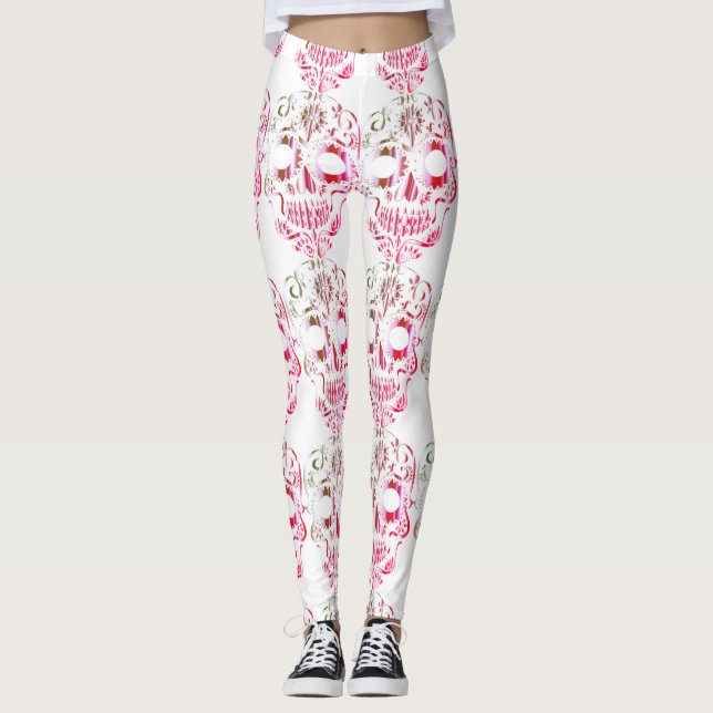leggings com caveiras bonito na moda (Frente)