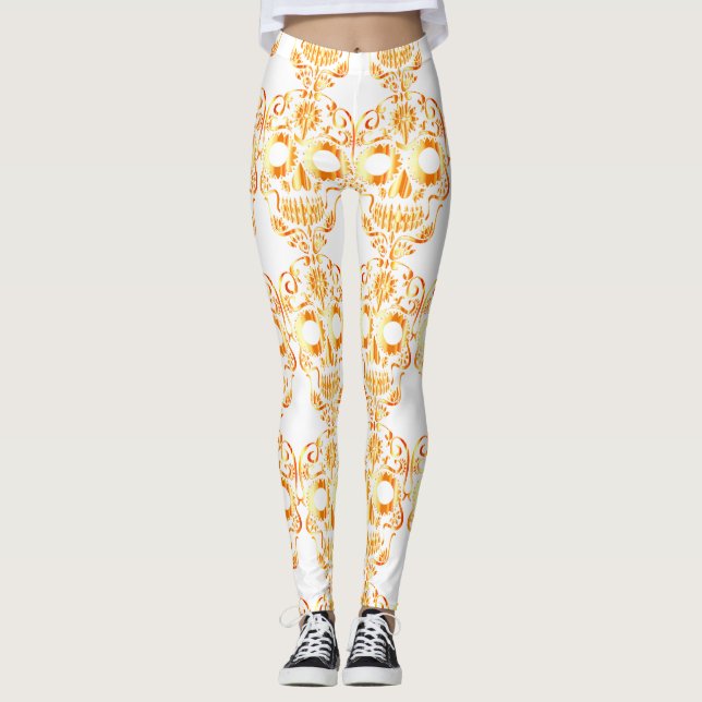 leggings com caveiras bonito na moda (Frente)