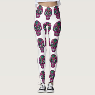 leggings com caveiras cor-de-rosa