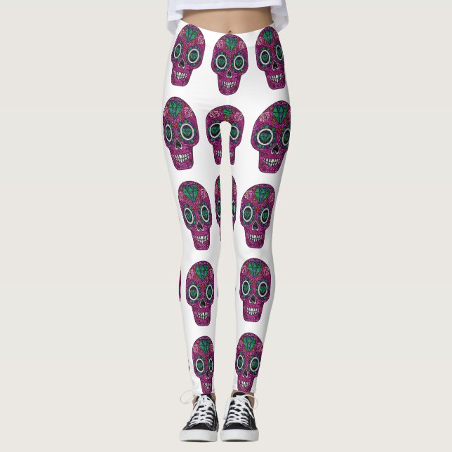 leggings com caveiras cor-de-rosa (Frente)