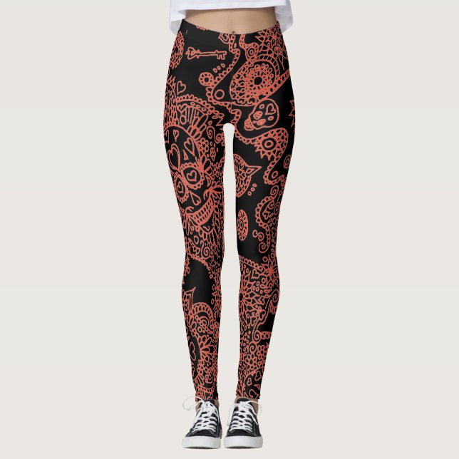 Leggings com caveiras de açúcar (Frente)