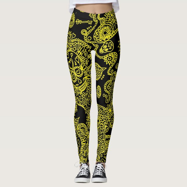 Leggings com caveiras de açúcar (Frente)