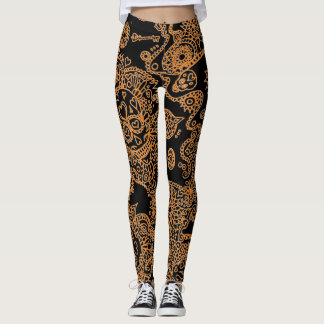Leggings com caveiras de açúcar