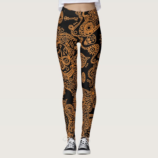 Leggings com caveiras de açúcar (Frente)