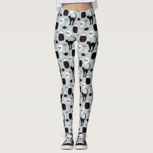 Leggings com caveiras de Gato Negro - Dia das Brux