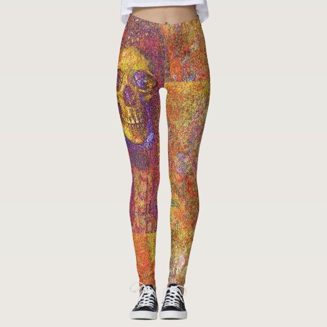 Leggings com caveiras decorativos (Frente)