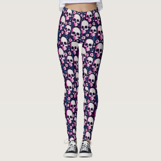 Leggings com caveiras do Gótico de Pastel