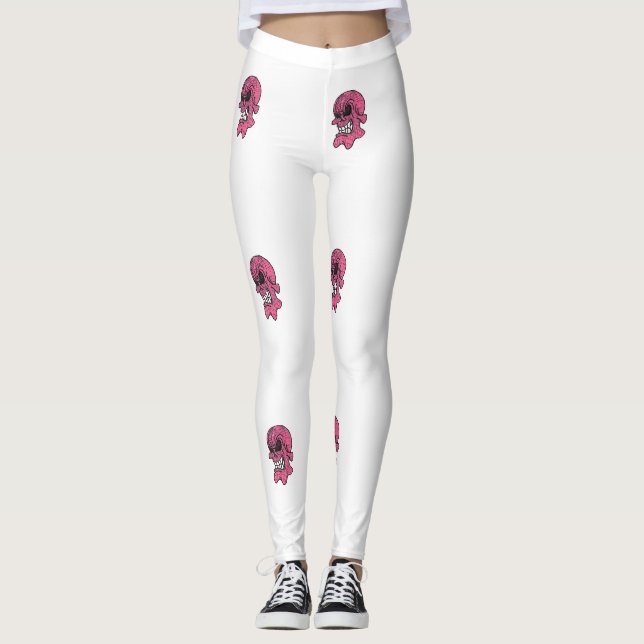 Leggings com caveiras rosa (Frente)