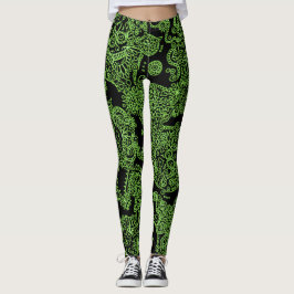 Leggings com caveiras Verdes E Pretas