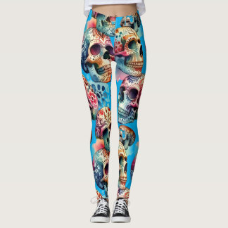 Leggings com caveiras Voodoo