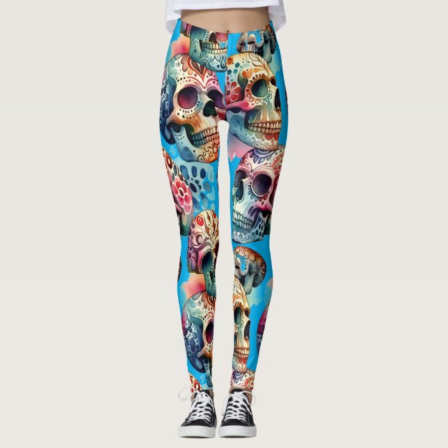 Leggings com caveiras Voodoo (Frente)