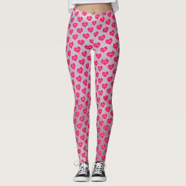Leggings com Coração Roxo Rosa no Dia dos Namorado