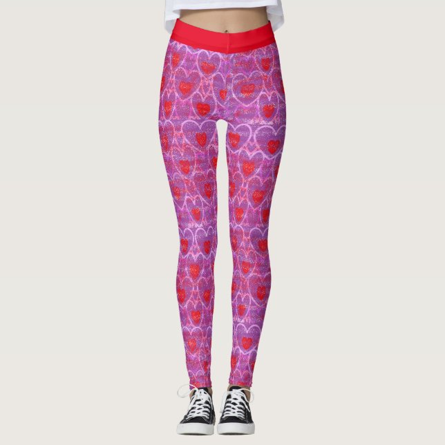 Leggings Com Corações Para Leggings Do Dia Dos Nam (Frente)