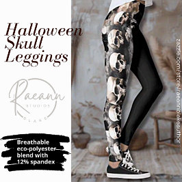 Leggings com Desenho de Caveira de Halloween