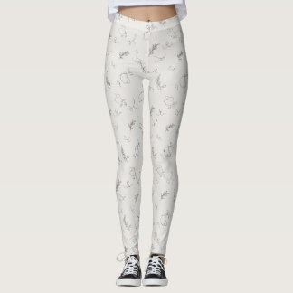 Leggings com Desenho de Rabiscos Cinza