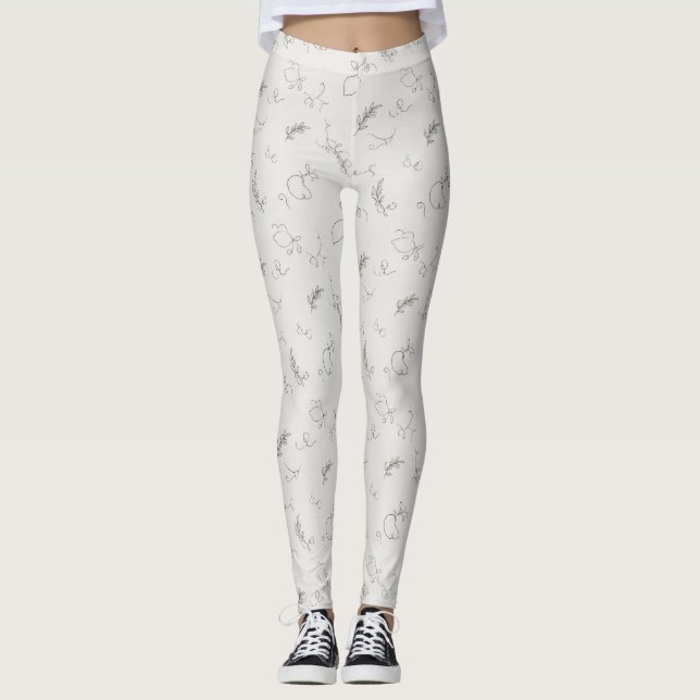 Leggings com Desenho de Rabiscos Cinza (Frente)