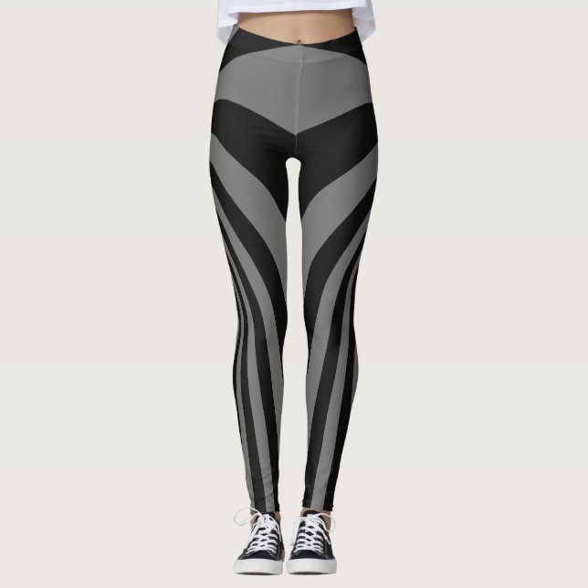Leggings com design de redemoinho preto e cinza (Frente)
