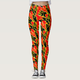 Leggings com Estampa Abstrata de Chamas de Fogo In