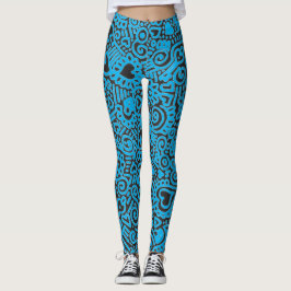 Leggings com Estampa Blue Doodle