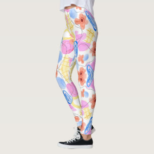 Leggings com estampa brilhante e abstrata