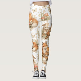 Leggings com Estampa da Família de Raposas
