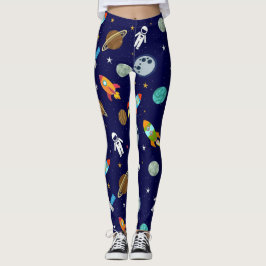 Leggings com estampa de astronauta azul