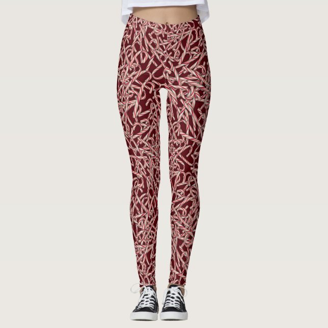 Leggings com Estampa de Bastão de Doces (Frente)