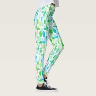Leggings com Estampa de Bolinhas Ovais Azul Turque